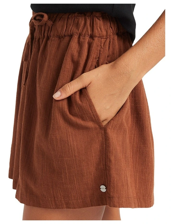 Place To Elastic Waist Shorts in Brown image 4