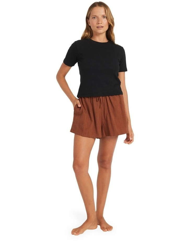 Place To Elastic Waist Shorts in Brown image 5