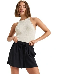 Place To Elastic Waist Shorts in Black