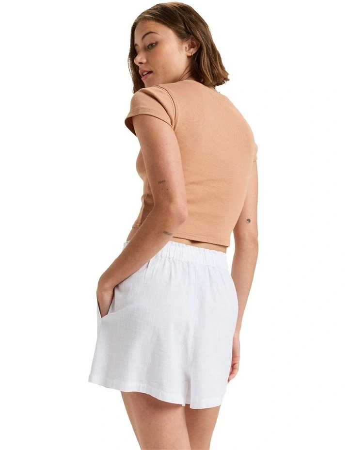 Place To Elastic Waist Shorts in White image 2