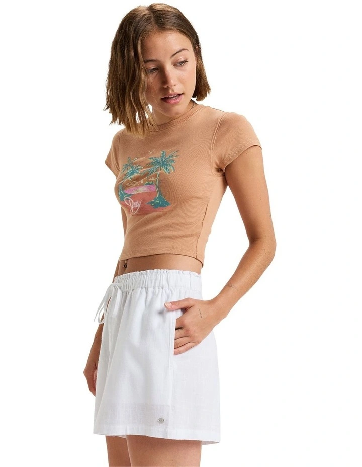 Place To Elastic Waist Shorts in White image 3
