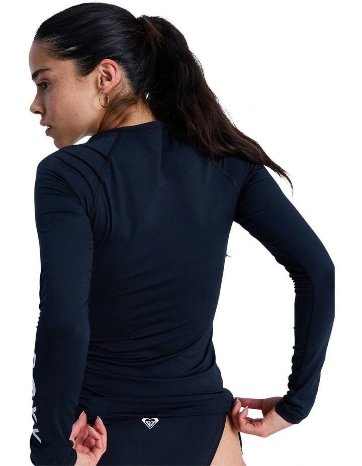 Essentials Long Sleeve One Piece Rash Vest in Black image 2