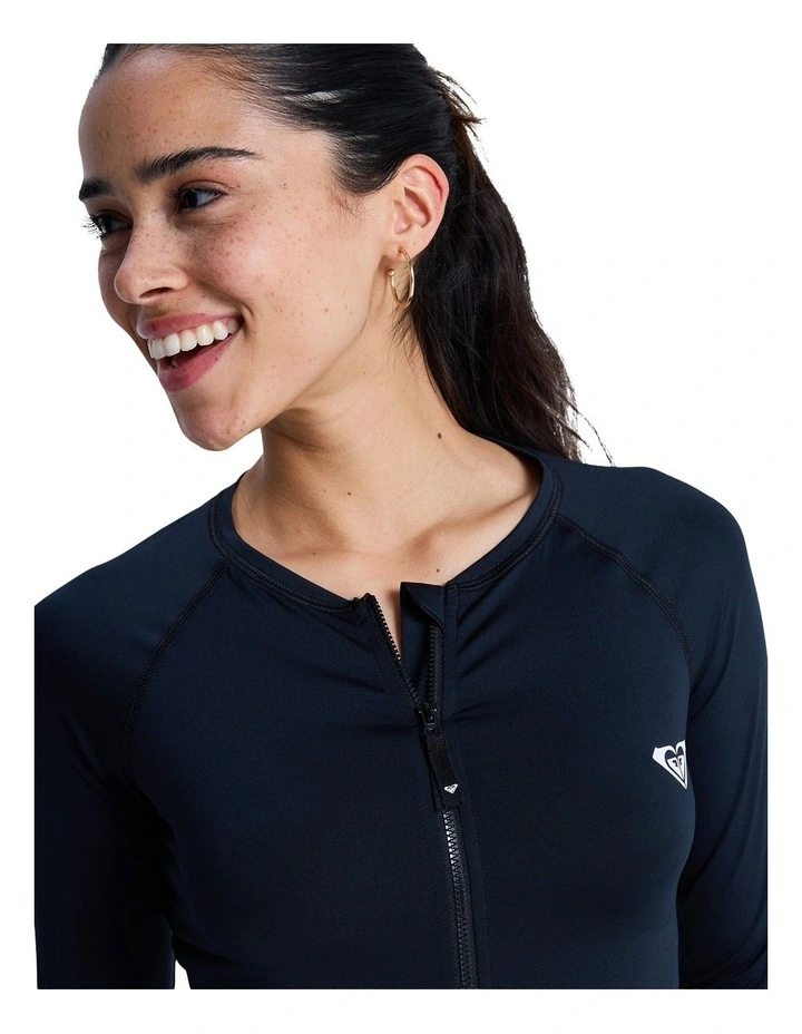 Essentials Long Sleeve One Piece Rash Vest in Black image 4