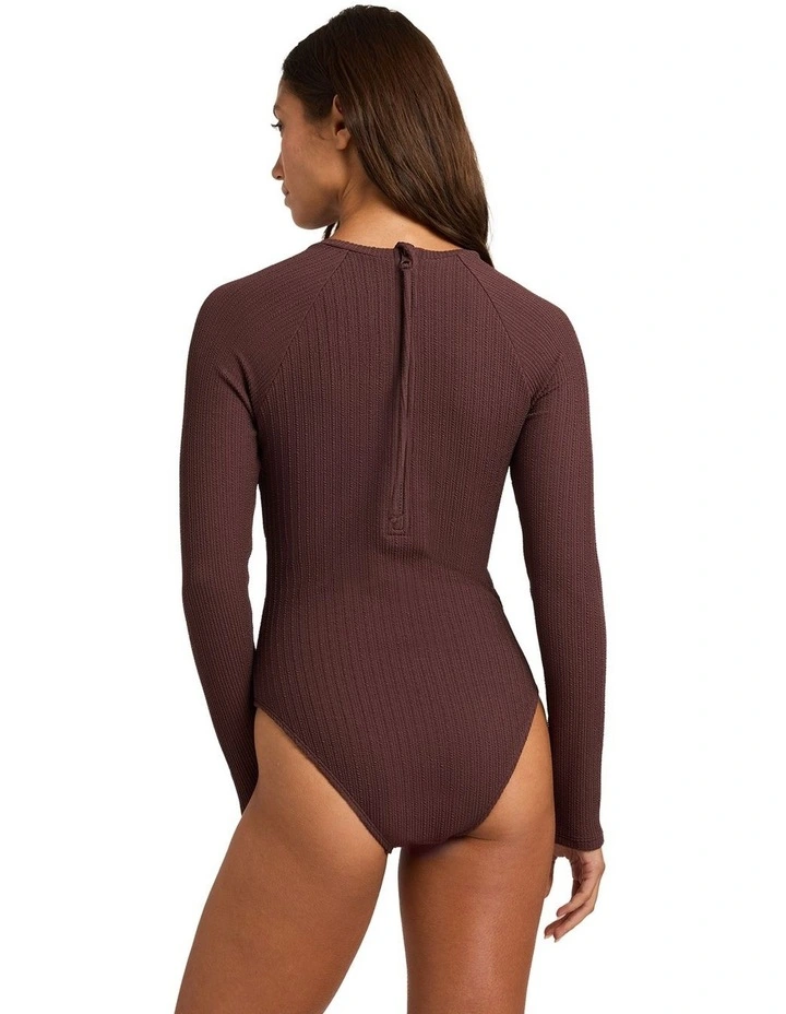Aruba Long Sleeve One Piece Rash Vest in Brown image 2