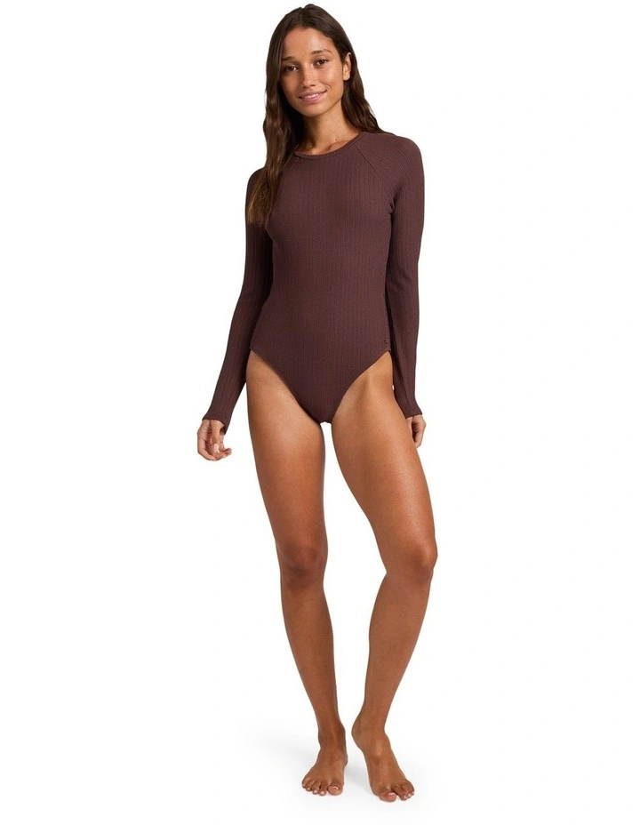 Aruba Long Sleeve One Piece Rash Vest in Brown image 4