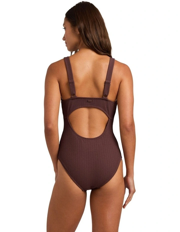 Aruba V Neck One Piece Swimsuit in Brown image 2