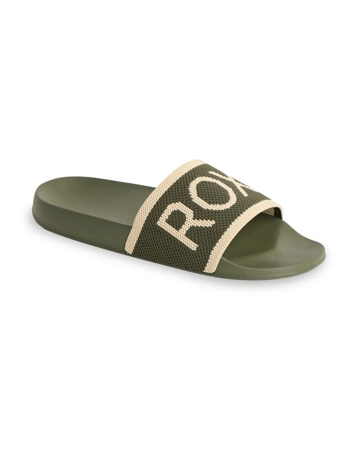 Slippy Knit Slides in Green image 1