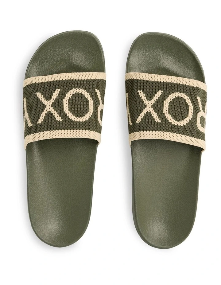 Slippy Knit Slides in Green image 3