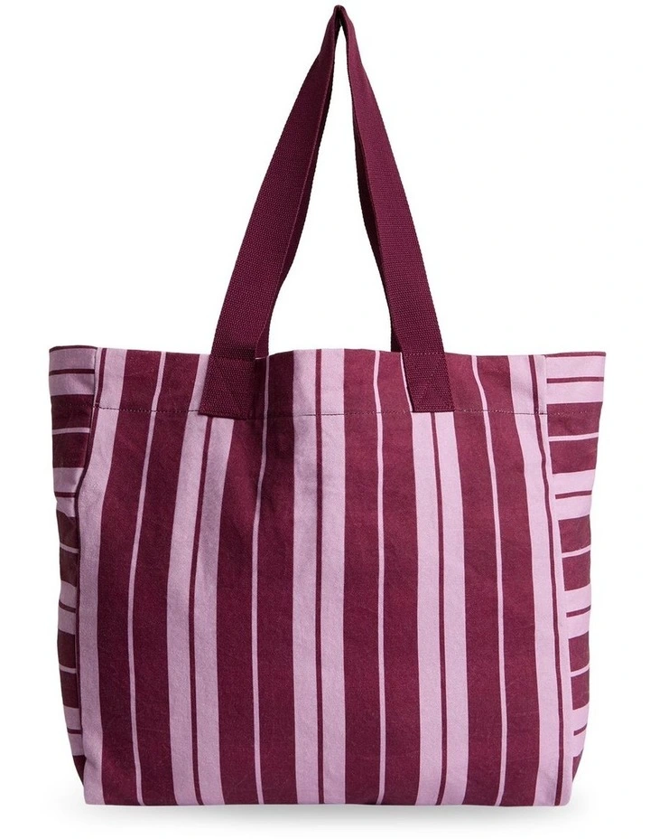Sunday Stripe Tote Bag in Red image 2