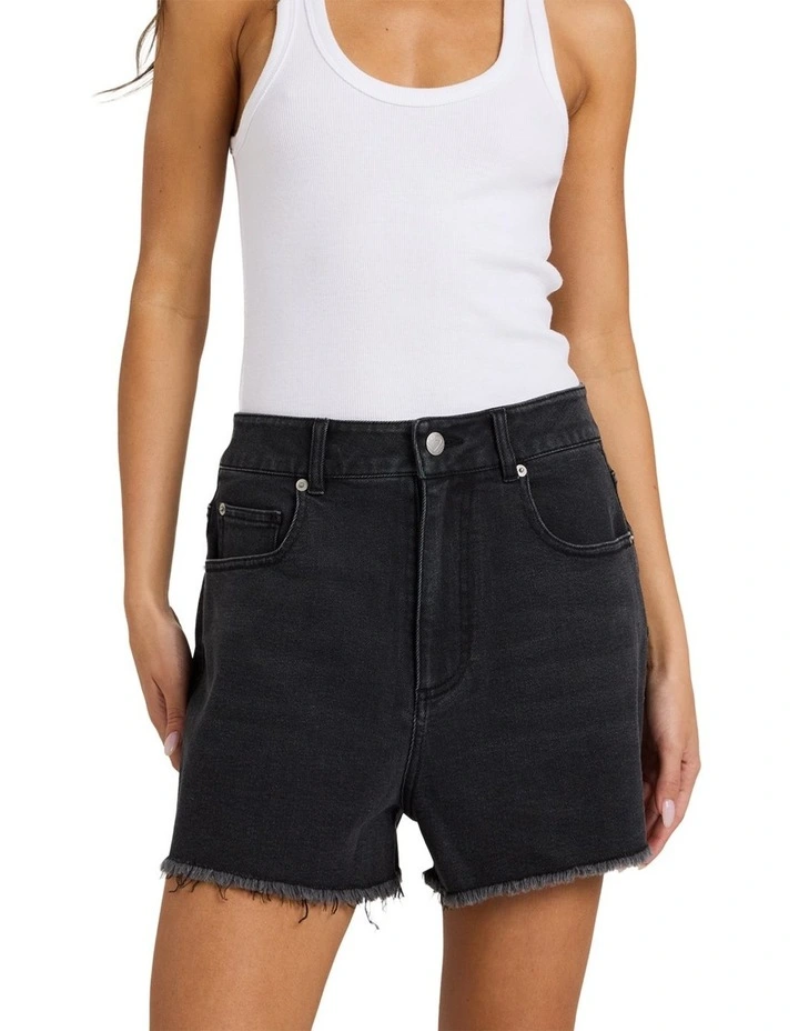 Eva Short Denim Shorts in Black image 1