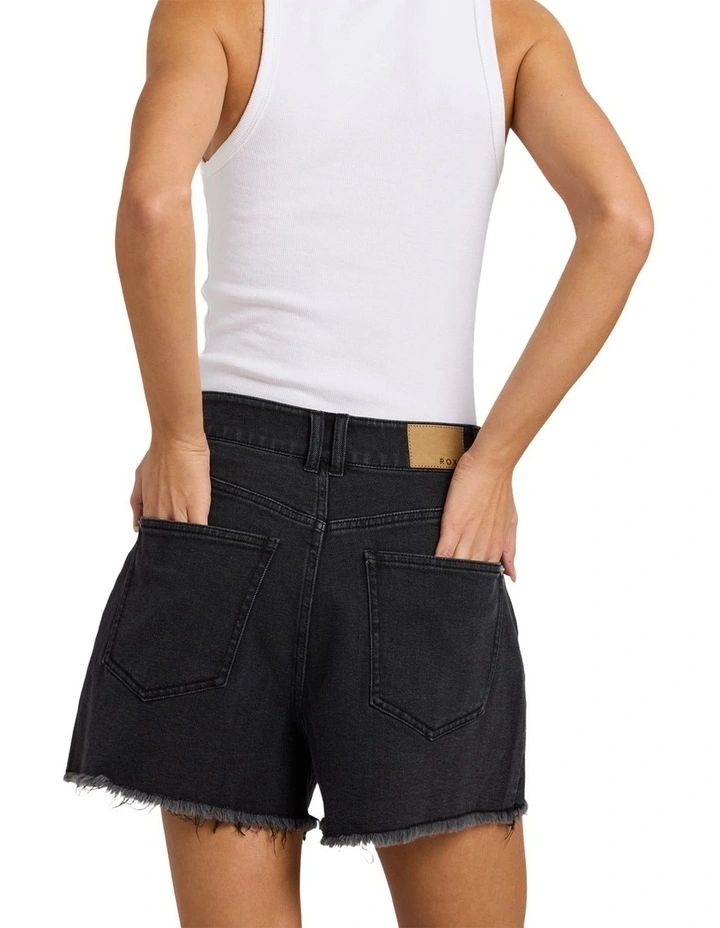 Eva Short Denim Shorts in Black image 2