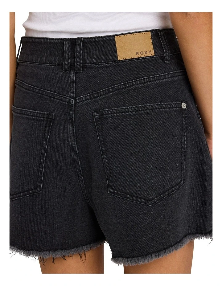 Eva Short Denim Shorts in Black image 4