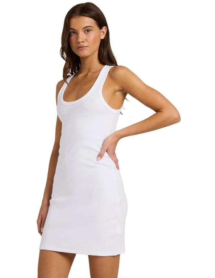 Base Rib Dress Mini Dress in White image 3