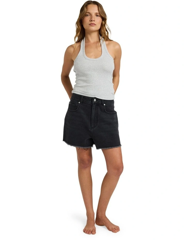Base Rib Halter Tank Top in Grey image 5