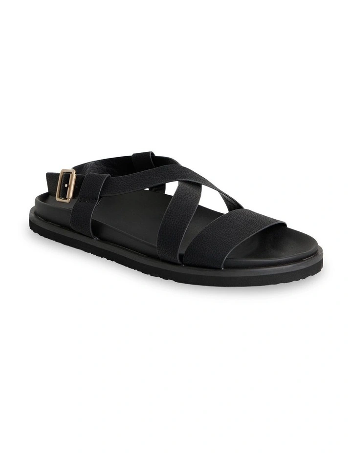 Zaho Crossed Slides in Black image 1