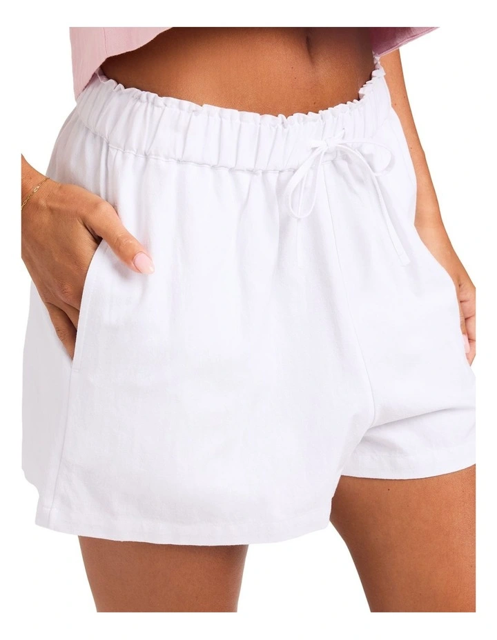 Place To Be Linen Shorts in White image 4