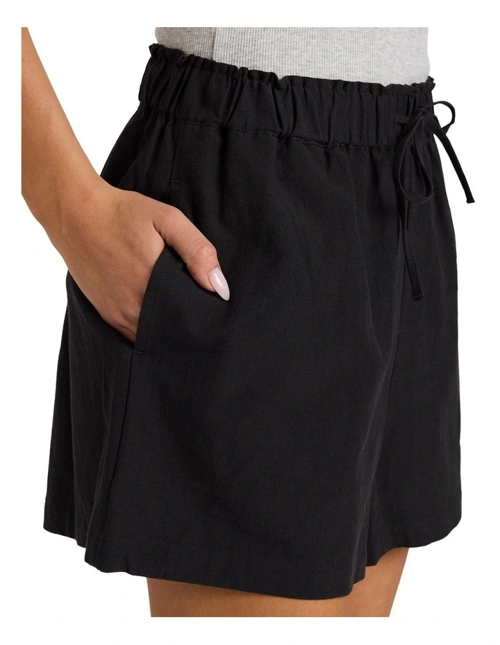 Place To Be Linen Shorts in Black image 4