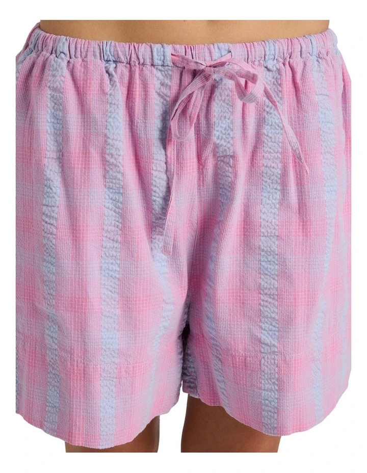 Phoebe Check Elastic Waist Shorts in Pink image 4