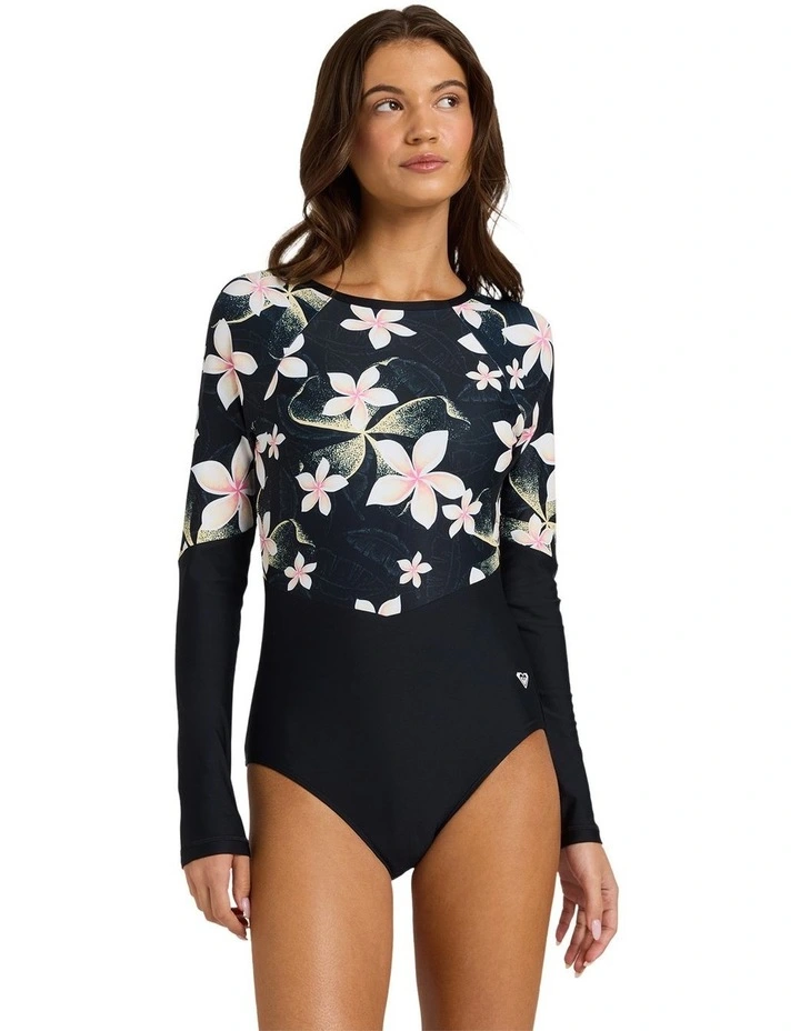 Fashion Long Sleeve One Piece Swimsuit in Black image 1