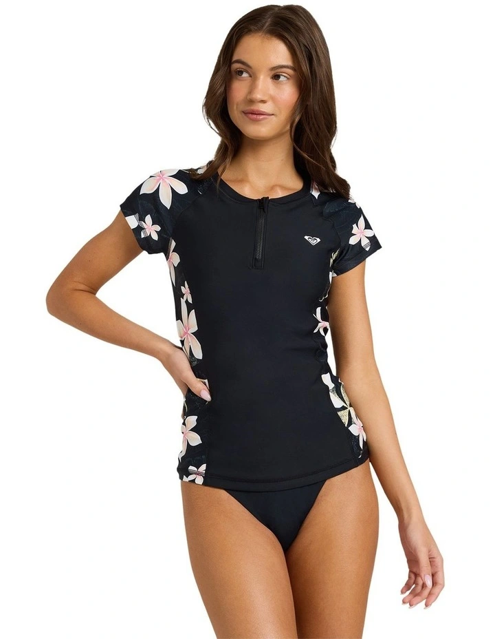 Half Zip Short Sleeve Rashguard in White image 1