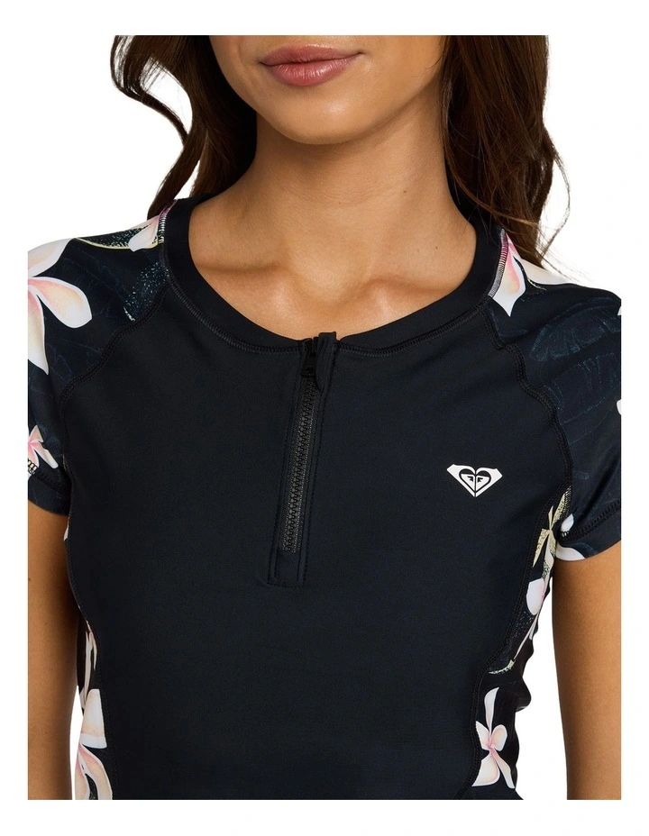Half Zip Short Sleeve Rashguard in White image 4