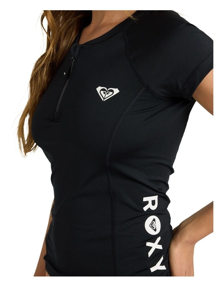 Essentials Half Zip Short Sleeve Rashguard in Black image 4