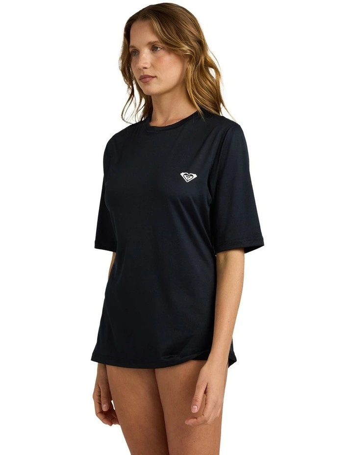 Happy Waves Short Sleeve Rashguard in Black image 3