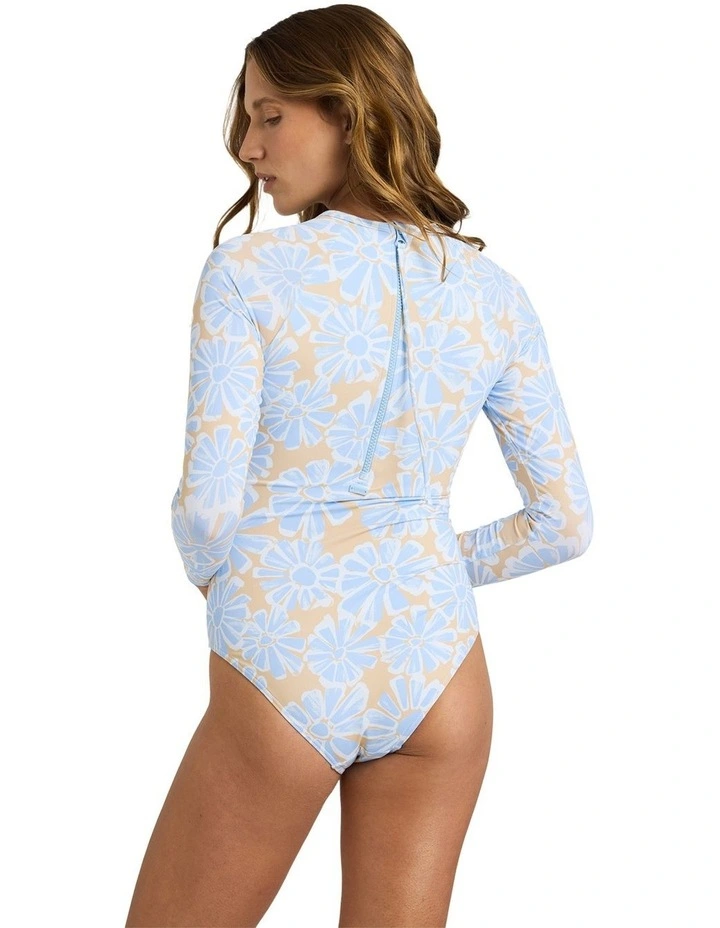 Daisy Haze Long Sleeve One Piece Swimsuit in Blue image 2