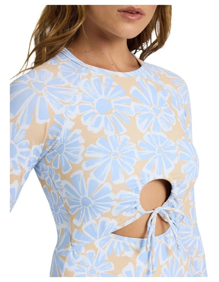 Daisy Haze Long Sleeve One Piece Swimsuit in Blue image 4
