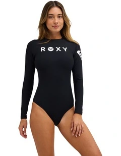 Heater Long Sleeve One Piece Swimsuit in Black