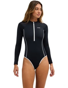 Active Long Sleeve One Piece Swimsuit in Black