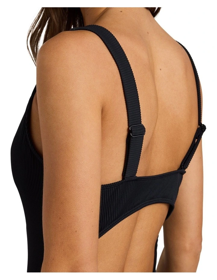 Roxy Love V Neck One Piece Swimsuit in Black image 4