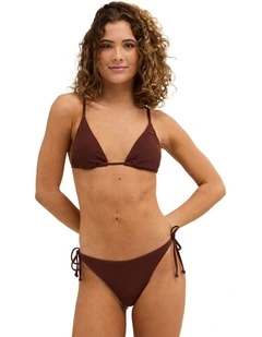 Palm Shadows Tiki Tri Bikini Top in Brown