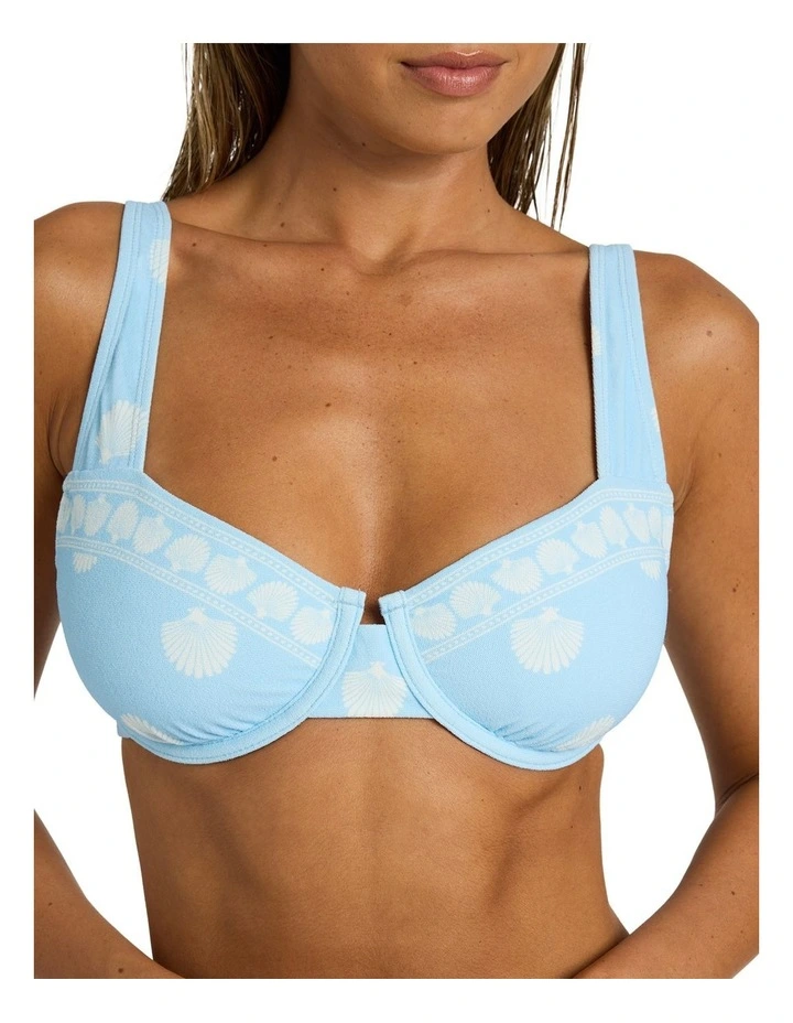 Shell Yeah Underwire D Cup Bikini Top in Blue image 4