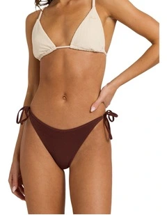 Palm Shadows Tie Side High Leg Cheeky Bikini Bottom in Brown