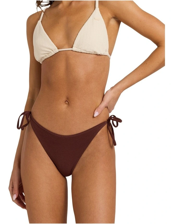 Palm Shadows Tie Side High Leg Cheeky Bikini Bottom in Brown image 1