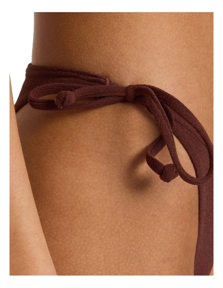 Palm Shadows Tie Side High Leg Cheeky Bikini Bottom in Brown image 4