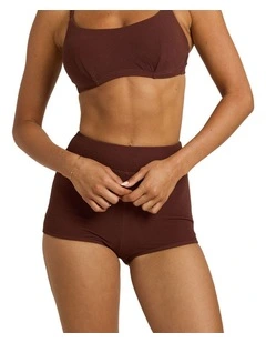Palm Shadows Shorty Bikini Bottom in Brown