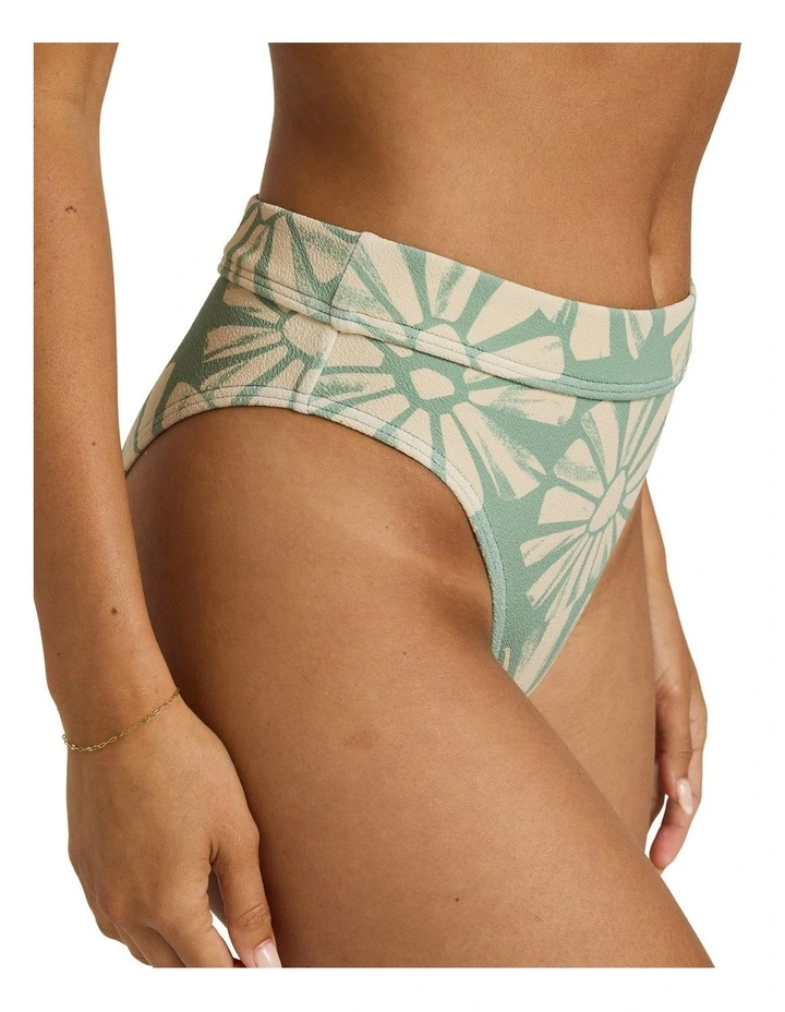 Suntribe Mod Mid Waist Bikini Bottom in Green image 4