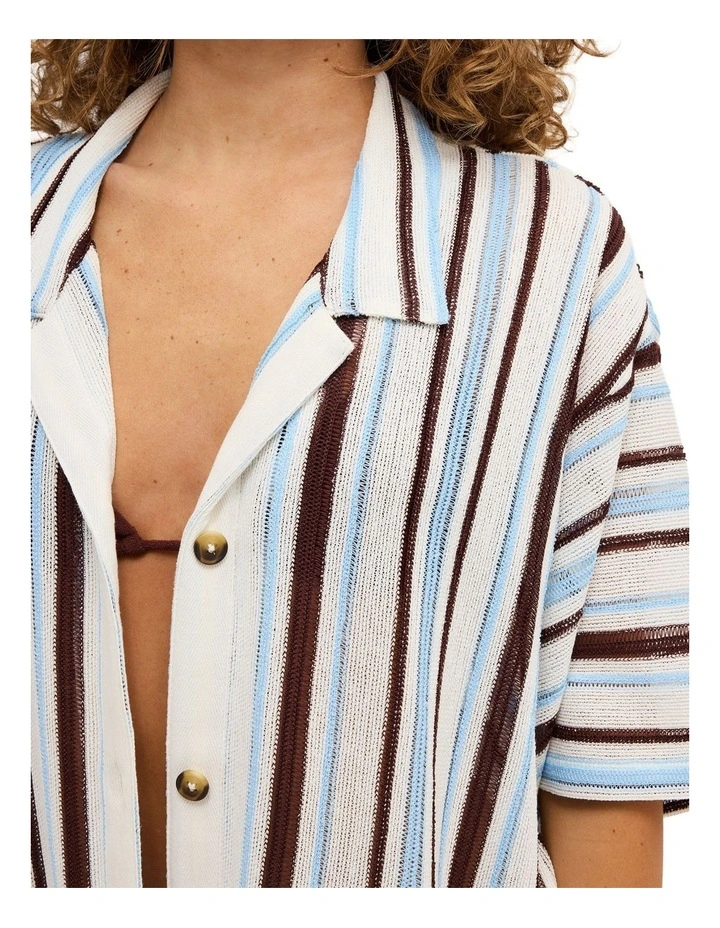 Paradiso Knitted Short Sleeve Shirt in Blue image 4