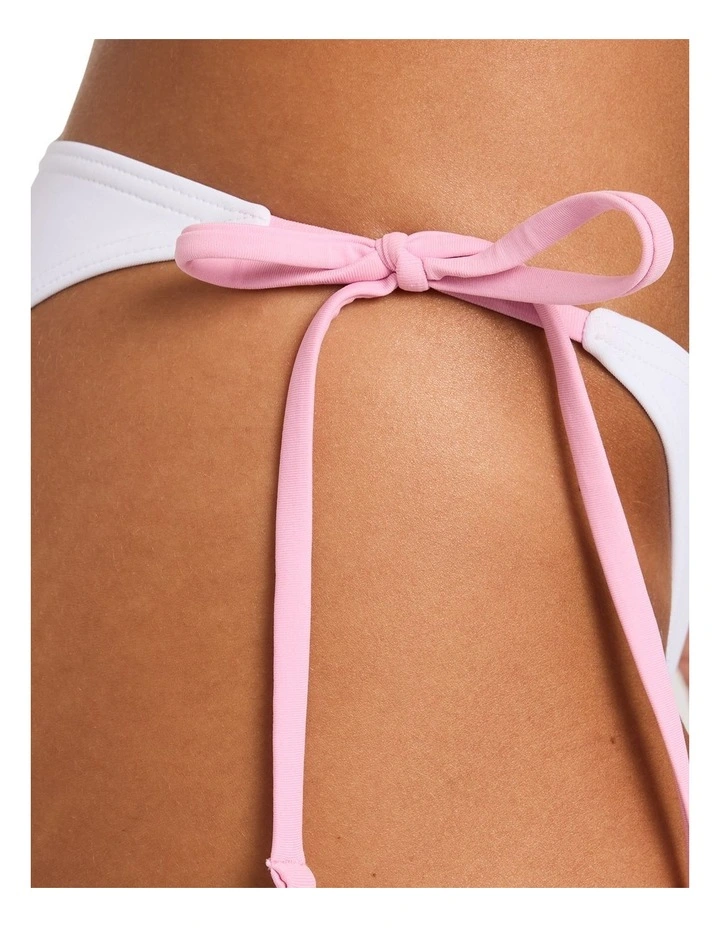 Upfront High Leg Tie Side Cheeky Bikini Bottom In White image 4