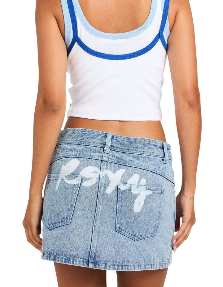 Backslider Bleach Denim Skirt In Blue Fade image 2