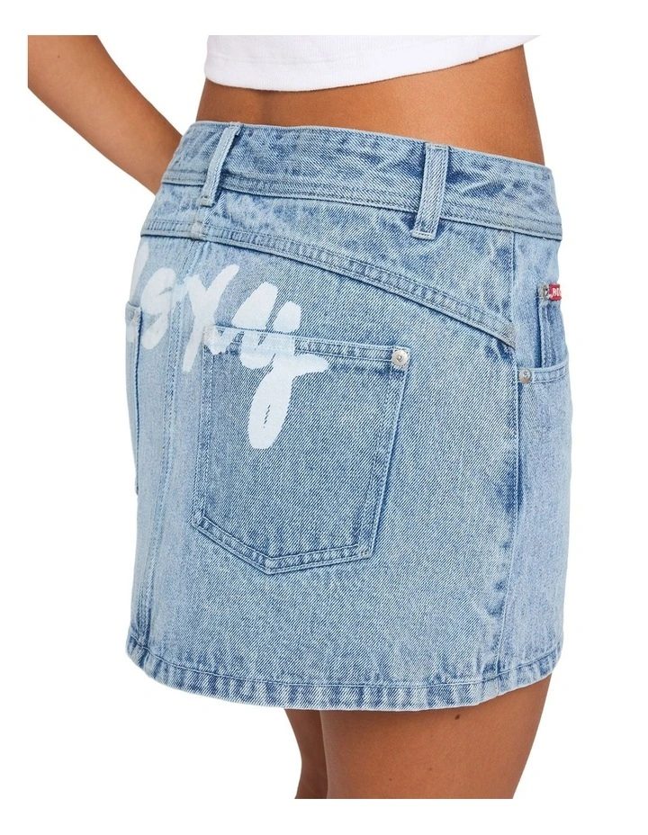 Backslider Bleach Denim Skirt In Blue Fade image 4