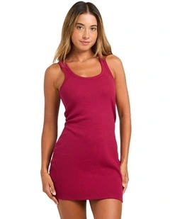 Base Rib Midi Dress In Beet Red