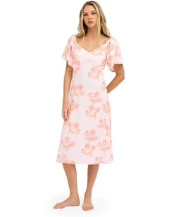 Floral Rain Midi Dress In Powder Pink