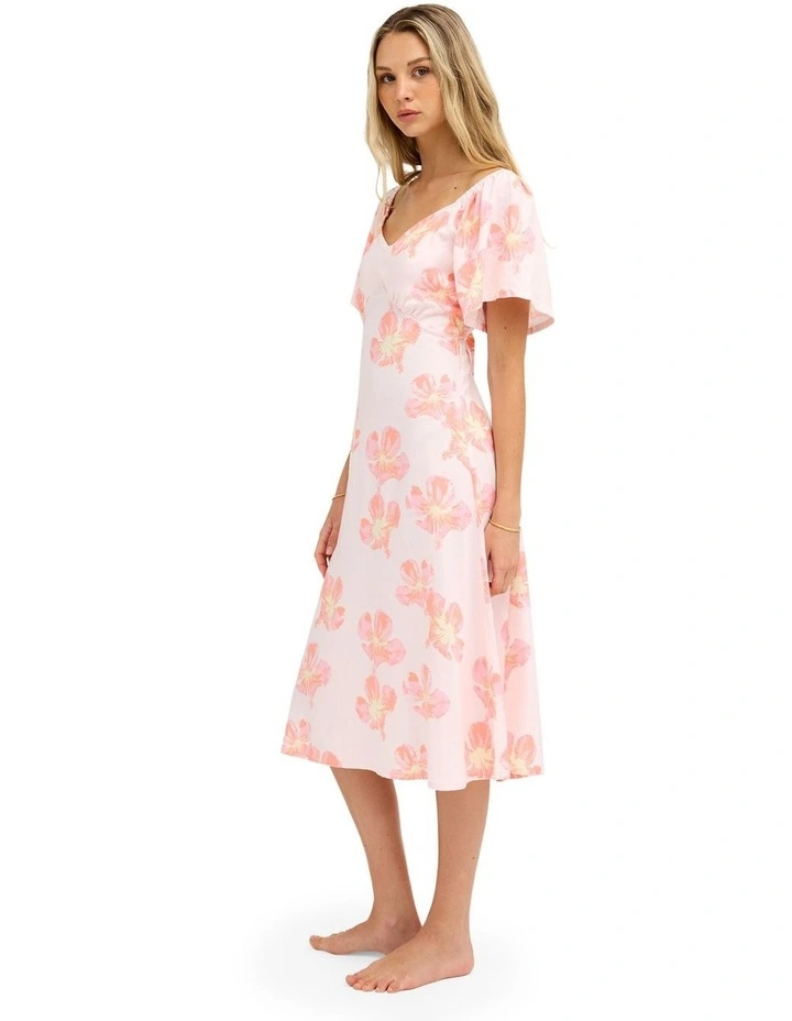 Floral Rain Midi Dress In Powder Pink image 3