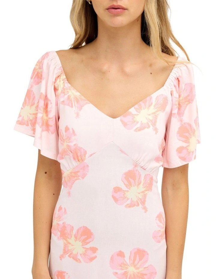 Floral Rain Midi Dress In Powder Pink image 4