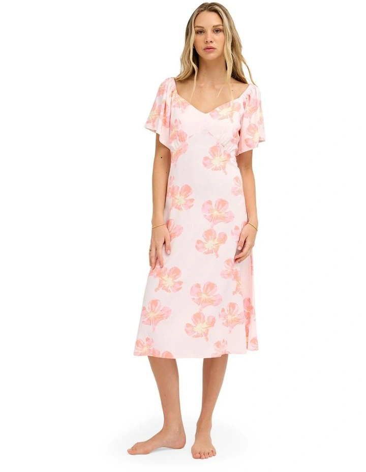 Floral Rain Midi Dress In Powder Pink image 5