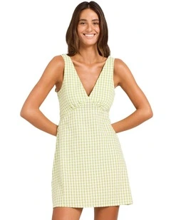 Charlie Check Mini Dress In Leaf Green