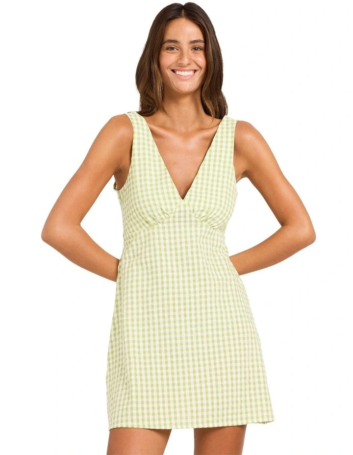 Charlie Check Mini Dress In Leaf Green image 1